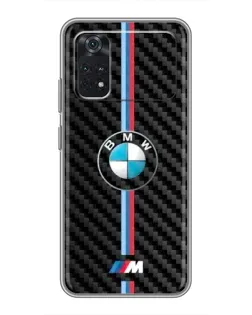 Чехол для Xiaomi POCO M4 Pro 4G с картинкой «Эмблема BMW и карбон»