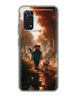 Чехол для Xiaomi POCO M4 Pro 4G с картинкой «Стив в лесу»