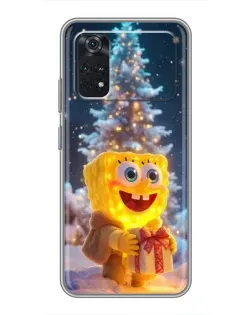 Чехол для Xiaomi POCO M4 Pro 4G с картинкой «Рождественский Спанч Боб»