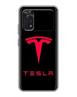 Чехол для Xiaomi POCO M4 Pro 4G с картинкой «Tesla Red Logo»