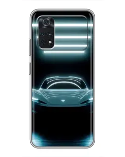 Чехол для Xiaomi POCO M4 Pro 4G с картинкой «Tesla в неоне»
