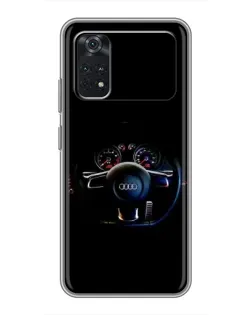 Чехол для Xiaomi POCO M4 Pro 4G с картинкой «Салон Audi — руль»