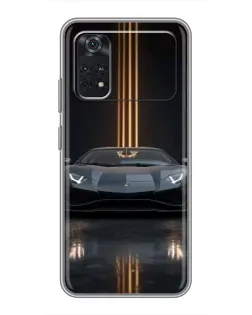 Чехол для Xiaomi POCO M4 Pro 4G с картинкой «Lamborghini золотые линии»