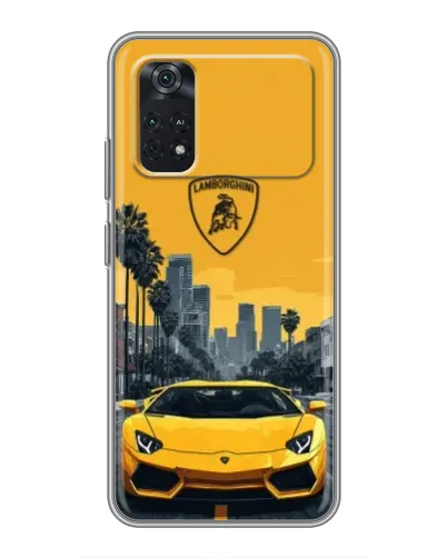 Чехол для Xiaomi POCO M4 Pro 4G с картинкой «Желтый Lamborghini город»