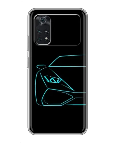 Чехол для Xiaomi POCO M4 Pro 4G с картинкой «Голубой силуэт Lamborghini»
