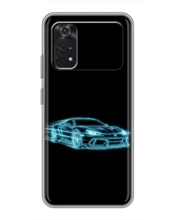 Чехол для Xiaomi POCO M4 Pro 4G с картинкой «Неоновый контур Lamborghini»