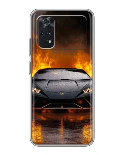 Чехол для Xiaomi POCO M4 Pro 4G с картинкой «Lamborghini в огне»