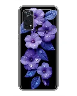 Чохол для Xiaomi POCO M4 Pro 4G з картинкою «Фіолетові квіти з росою»