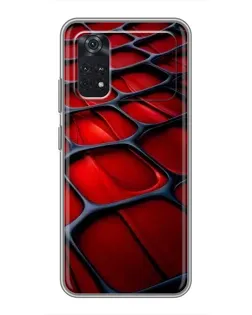 Чехол для Xiaomi POCO M4 Pro 4G с картинкой «Красная глянцевая сетка»