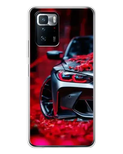Чехол для Xiaomi POCO X3 GT с картинкой «Спортивная BMW и цветы»