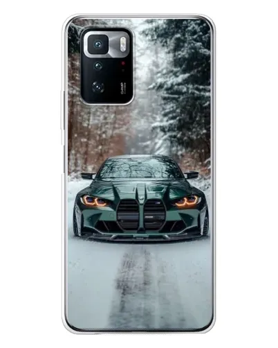 Чехол для Xiaomi POCO X3 GT с картинкой «BMW в зимнем лесу»