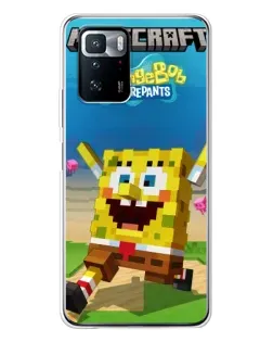 Чохол для Xiaomi POCO X3 GT з картинкою «Губка Боб Minecraft»