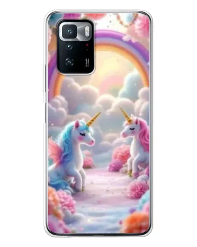 Чехол для Xiaomi POCO X3 GT с картинкой «Радуга и единороги»