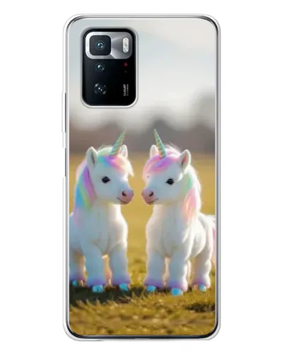 Чехол для Xiaomi POCO X3 GT с картинкой «Пара единорогов»