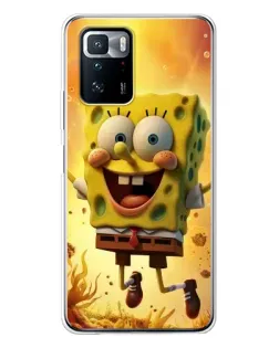 Чехол для Xiaomi POCO X3 GT с картинкой «Губка Боб прыгает»