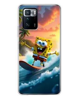 Чехол для Xiaomi POCO X3 GT с картинкой «Губка Боб серфингист»