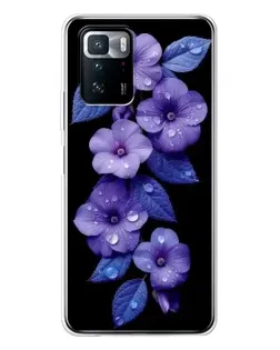 Чохол для Xiaomi POCO X3 GT з картинкою «Фіолетові квіти з росою»