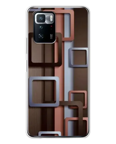 Чехол для Xiaomi POCO X3 GT с картинкой «Коричневые объемные квадраты»