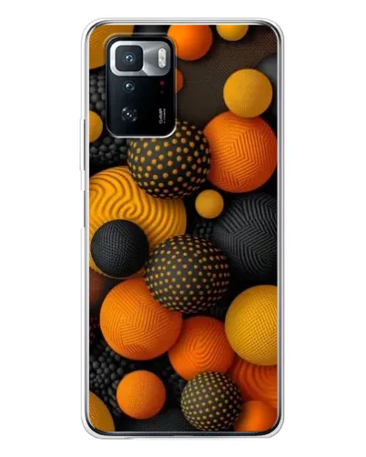 Чехол для Xiaomi POCO X3 GT с картинкой «Объемные оранжевые сферы»