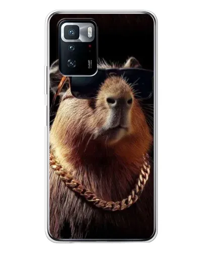 Чехол для Xiaomi POCO X3 GT с картинкой «Капибара золотая цепь»