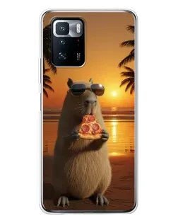 Чохол для Xiaomi POCO X3 GT з картинкою «Капібара з піцою» Чохол для Xiaomi POCO X3 GT з картинкою «Капібара з піцою»