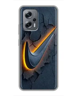 Чехол для Xiaomi POCO X4 GT с картинкой «Объемный логотип Найк»