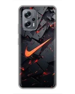 Чехол для Xiaomi POCO X4 GT с картинкой «Nike — эффект разломов»
