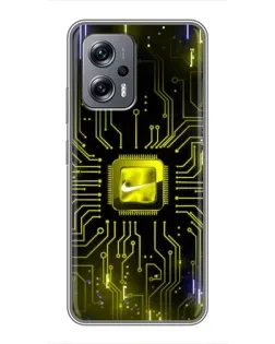 Чехол для Xiaomi POCO X4 GT с картинкой «Nike — золотая искра»
