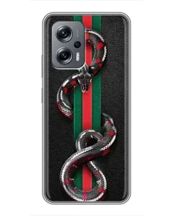 Чехол для Xiaomi POCO X4 GT с картинкой «Gucci — змея на полосе» Чехол для Xiaomi POCO X4 GT с картинкой «Gucci — змея на полосе»