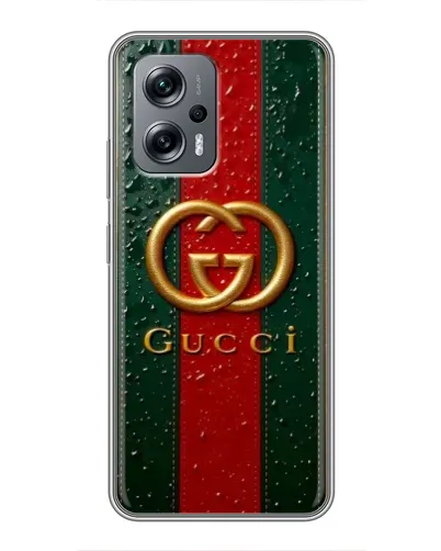 Чехол для Xiaomi POCO X4 GT с картинкой «Gucci — фирменная полоса и золото» Чехол для Xiaomi POCO X4 GT с картинкой «Gucci — фирменная полоса и золото»