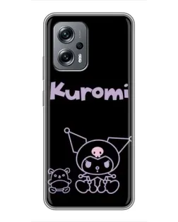 Чехол для Xiaomi POCO X4 GT с картинкой «Kuromi — черный минимализм»