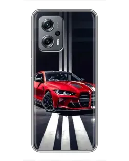 Чехол для Xiaomi POCO X4 GT с картинкой «Красная BMW на дороге»
