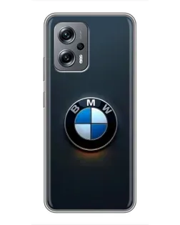 Чехол для Xiaomi POCO X4 GT с картинкой «Логотип BMW — минимализм»
