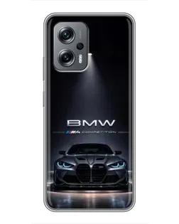 Чехол для Xiaomi POCO X4 GT с картинкой «BMW сквозь ночной город»