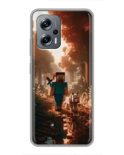 Чохол для Xiaomi POCO X4 GT з картинкою «Стів у лісі» Чохол для Xiaomi POCO X4 GT з картинкою «Стів у лісі»