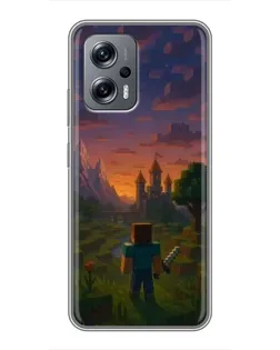 Чохол для Xiaomi POCO X4 GT з картинкою «Стів біля вежі» Чохол для Xiaomi POCO X4 GT з картинкою «Стів біля вежі»