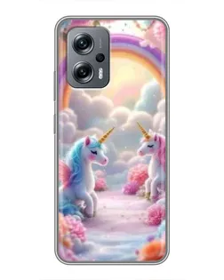 Чехол для Xiaomi POCO X4 GT с картинкой «Радуга и единороги» Чехол для Xiaomi POCO X4 GT с картинкой «Радуга и единороги»