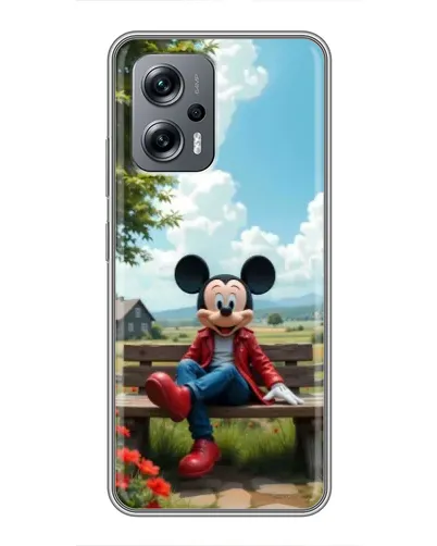 Чехол для Xiaomi POCO X4 GT с картинкой «Микки на скамейке»