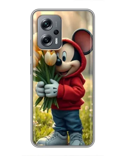 Чехол для Xiaomi POCO X4 GT с картинкой «Микки с тюльпанами»