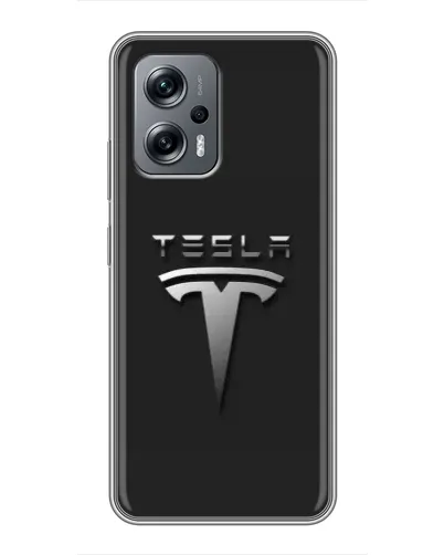 Чехол для Xiaomi POCO X4 GT с картинкой «Стальной логотип Tesla» Чехол для Xiaomi POCO X4 GT с картинкой «Стальной логотип Tesla»