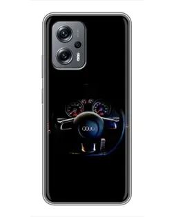 Чехол для Xiaomi POCO X4 GT с картинкой «Салон Audi — руль»