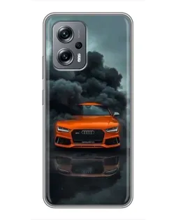 Чехол для Xiaomi POCO X4 GT с картинкой «Audi в облаках дыма» Чехол для Xiaomi POCO X4 GT с картинкой «Audi в облаках дыма»