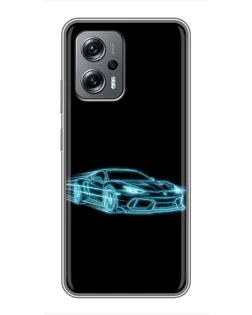 Чехол для Xiaomi POCO X4 GT с картинкой «Неоновый контур Lamborghini»