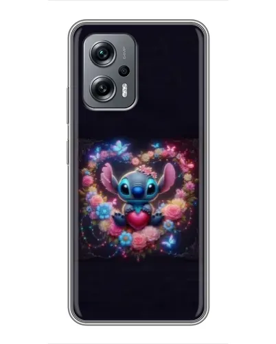 Чехол для Xiaomi POCO X4 GT с картинкой «Stitch в цветах»