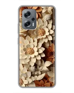 Чехол для Xiaomi POCO X4 GT с картинкой «Бежевый флористический декор»