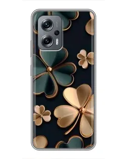 Чехол для Xiaomi POCO X4 GT с картинкой «Клевер в золоте»