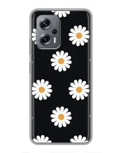 Чехол для Xiaomi POCO X4 GT с картинкой «Ромашки на черном»