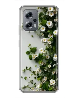 Чехол для Xiaomi POCO X4 GT с картинкой «Ветка мелких белых цветов»