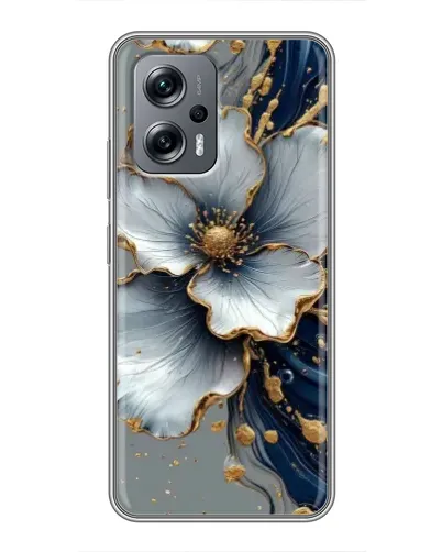 Чехол для Xiaomi POCO X4 GT с картинкой «Белый цветок и золотой флюид» Чехол для Xiaomi POCO X4 GT с картинкой «Белый цветок и золотой флюид»