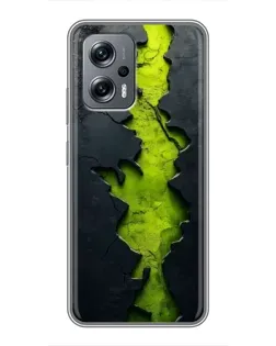 Чехол для Xiaomi POCO X4 GT с картинкой «Салатовый разлом скалы»